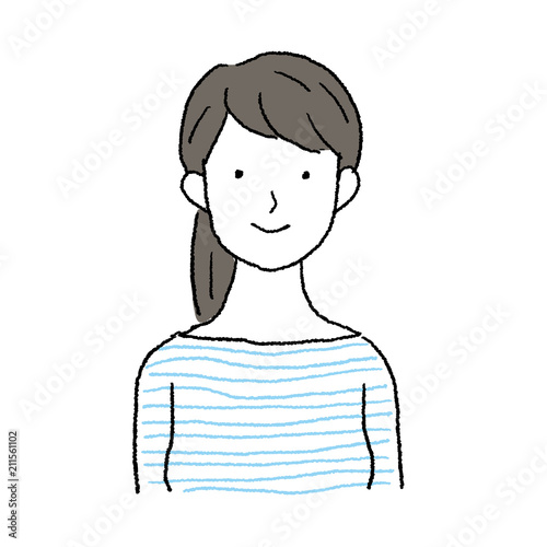 20代　女性　人物　上半身　イラスト
