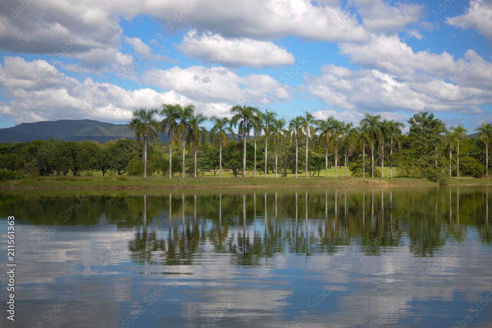 Beuatiful lake and reflection and blue sky.