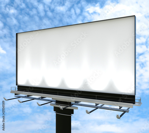 3d Billboard mock up on blue sky.
