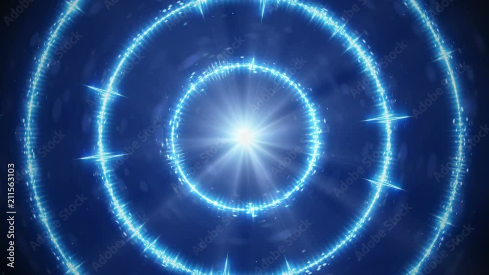 Digital blue audio form concentric circles. Computer generated animation. Seamless loop technology motion background 4k 4096x2304
