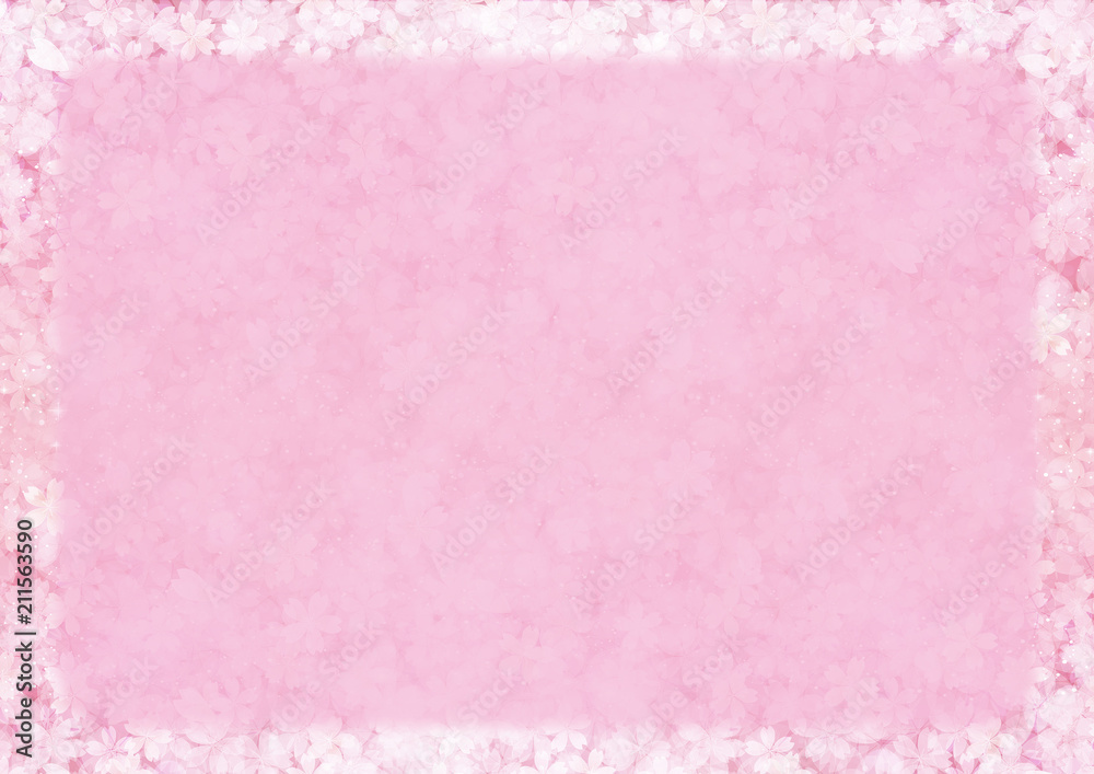 Pink cherry blossom flower gradient paper background for faded border