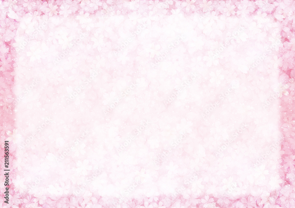 Pink cherry blossom flower gradient paper background for faded border