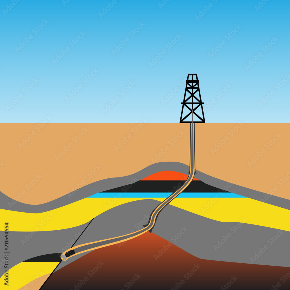 Drilling Rig Raster Image Drilling rig vector with oil and gas formation Stock Vector | Adobe Stock