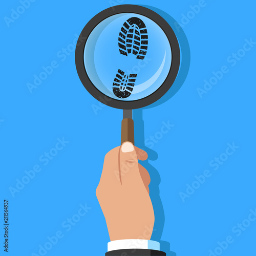 	
Magnifying glass. Shoe print. Vector.
