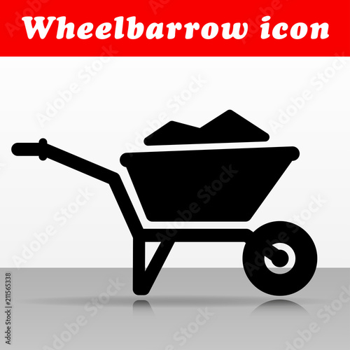 Fotografija black wheelbarrow vector icon design