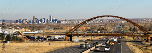 A Public Transit Bridge Crosses the Highway outside of Denver Colorado photo