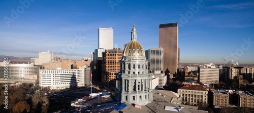 Late Afternoon Light Hits the Capital Building in Downtown Denver Colorado