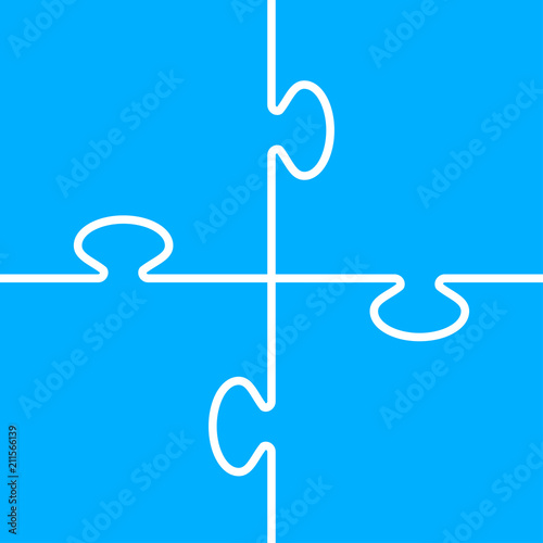 Four Step Blue Piece Puzzle Infographic.