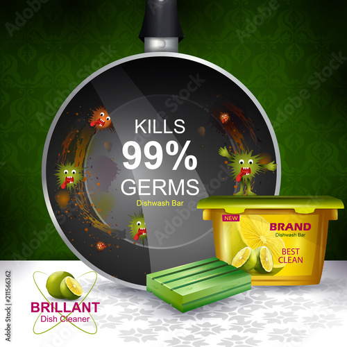 Advertisement banner of tough stain remover Dishwasher for clean and fresh utensil