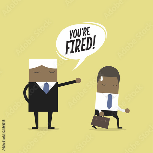 Angry boss firing employee. Unemployment, crisis, jobless and employee job reduction concept.