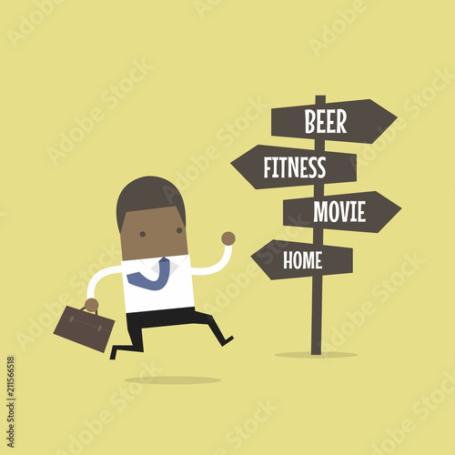 African businessman with destination to go after work.