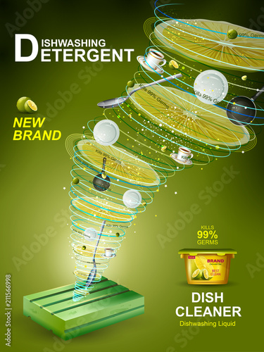 Advertisement banner of tough stain remover Dishwasher for clean and fresh utensil