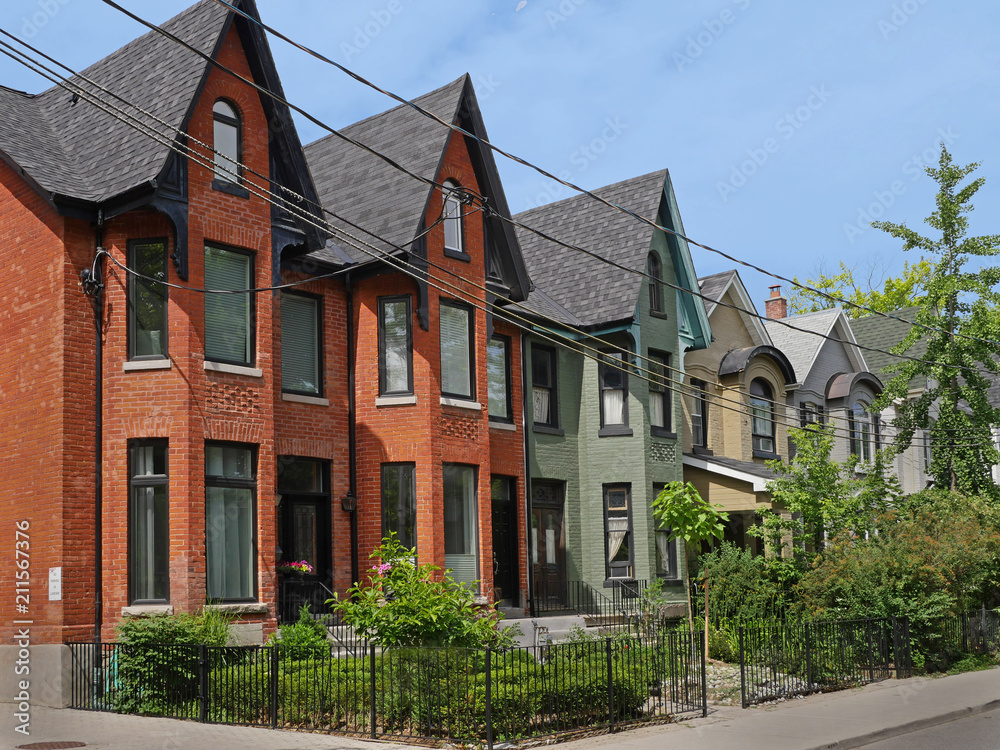 urban renewal, renovated Victorian houses with gables urban renewal, renovated Victorian houses with gables
