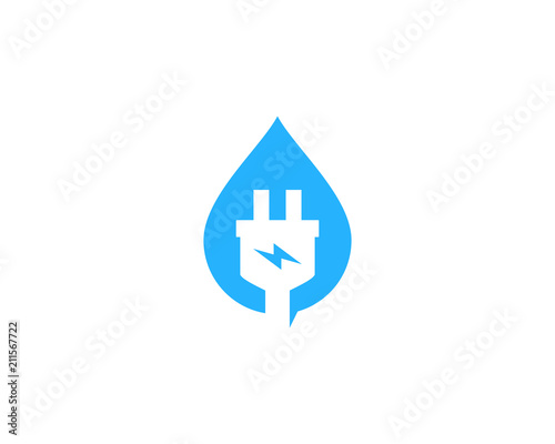 Blue Water Electric Logo Icon Design Element