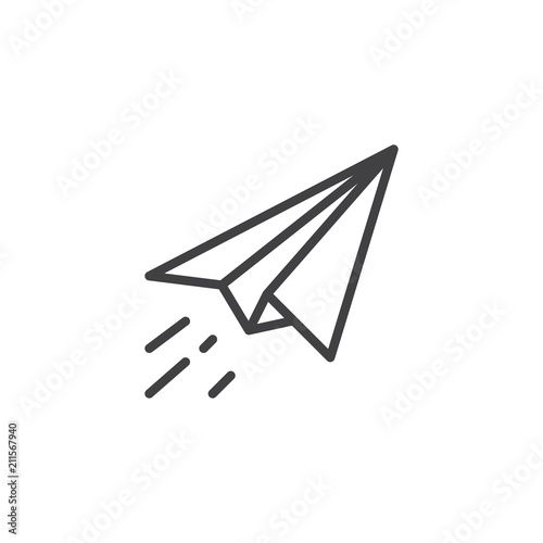 Paper plane fly outline icon. linear style sign for mobile concept and web design. Send message line vector icon. Symbol, logo illustration. Pixel perfect vector graphics photo