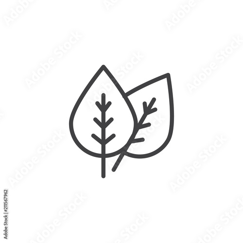 Leaves outline icon. linear style sign for mobile concept and web design. Two Leaf simple line vector icon. Eco symbol, logo illustration. Pixel perfect vector graphics