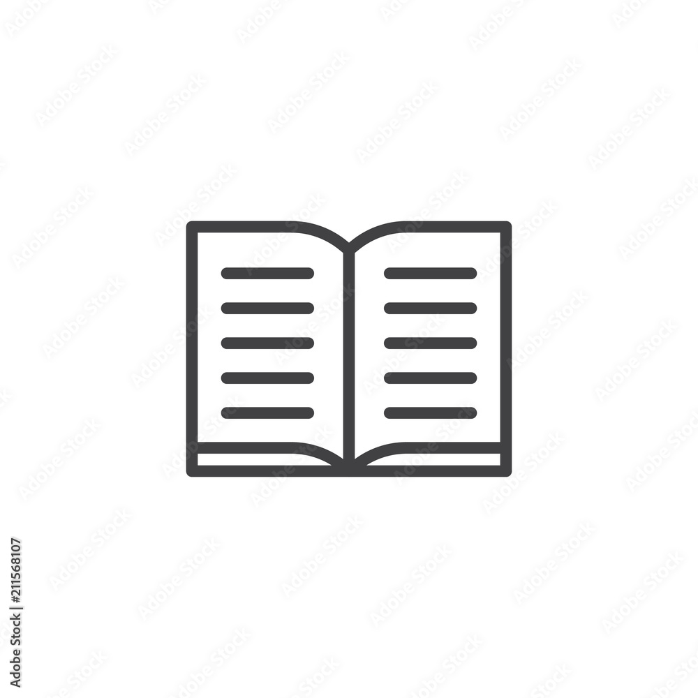 Open Book pages outline icon. linear style sign for mobile concept and web design. Reading simple line vector icon. Education symbol, logo illustration. Pixel perfect vector graphics Open Book pages outline icon. linear style sign for mobile concept and web design. Reading simple line vector icon. Education symbol, logo illustration. Pixel perfect vector graphics