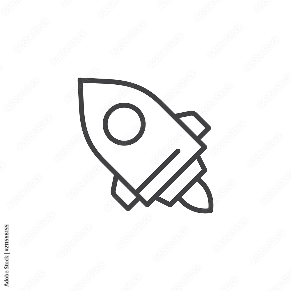 Startup rocket outline icon. linear style sign for mobile concept and web design. Spaceship simple line vector icon. Symbol, logo illustration. Pixel perfect vector graphics Startup rocket outline icon. linear style sign for mobile concept and web design. Spaceship simple line vector icon. Symbol, logo illustration. Pixel perfect vector graphics