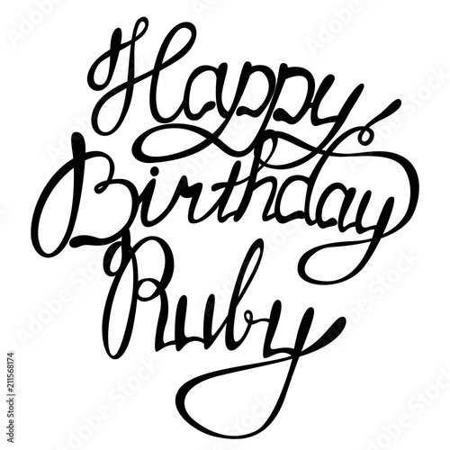 Happy birthday Ruby name lettering