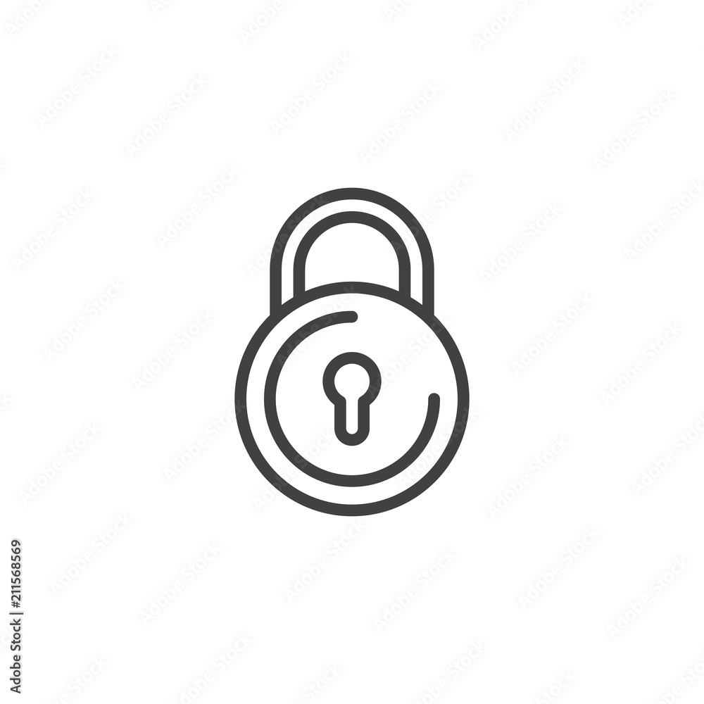 Lock outline icon. linear style sign for mobile concept and web design. Padlock simple line vector icon. Symbol, logo illustration. Pixel perfect vector graphics Lock outline icon. linear style sign for mobile concept and web design. Padlock simple line vector icon. Symbol, logo illustration. Pixel perfect vector graphics