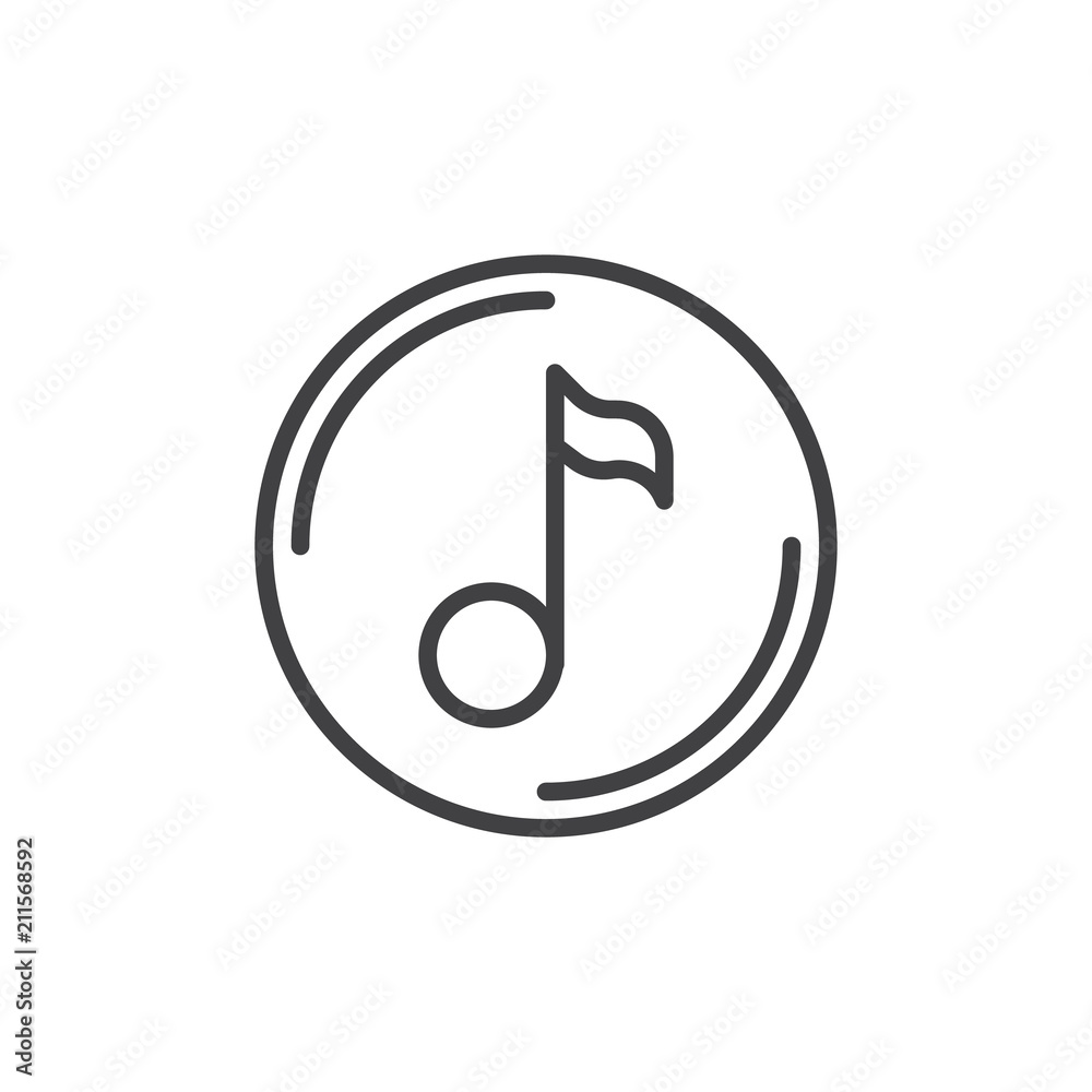 Music note outline icon. linear style sign for mobile concept and web design. Quaver note simple line vector icon. Symbol, logo illustration. Pixel perfect vector graphics Music note outline icon. linear style sign for mobile concept and web design. Quaver note simple line vector icon. Symbol, logo illustration. Pixel perfect vector graphics