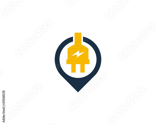 Electric Pin Point Logo Icon Design Element