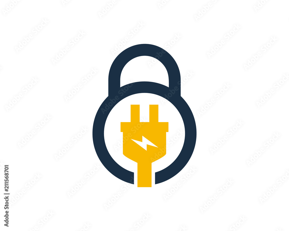 Electric Lock Logo Icon Design Element Electric Lock Logo Icon Design Element