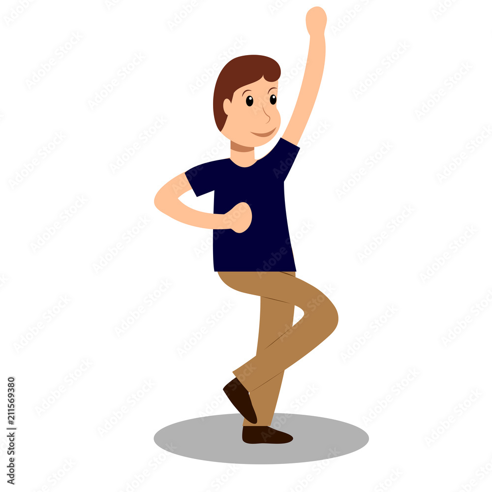 Dancing boy. Vector colored icon on white background.