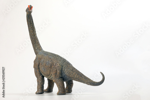 Brachiosaurus Dinosaur Toy figurine on white background © oqba