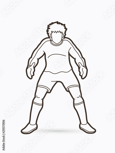 Goalkeeper action,prepare catches the ball graphic vector.