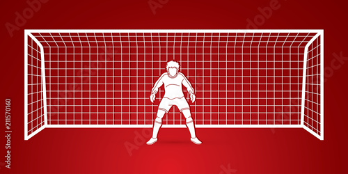 Goalkeeper action,prepare  catches the ball graphic vector.