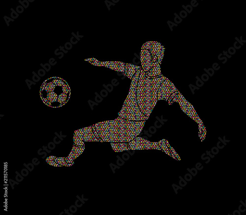 Soccer player hit the ball, Bicycle Kick graphic vector.