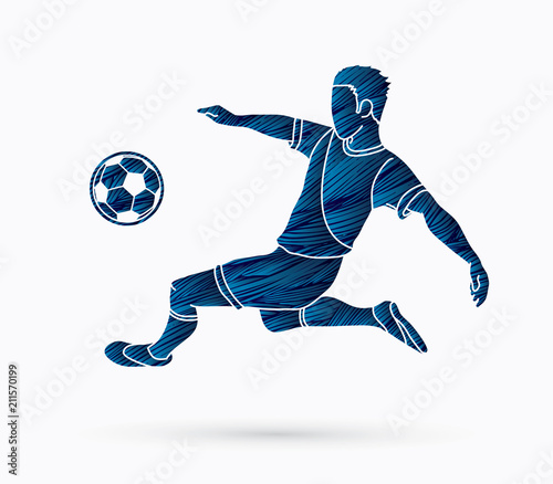 Soccer player hit the ball, Bicycle Kick graphic vector.