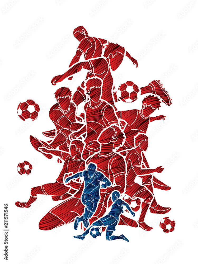 Soccer player team composition illustration graphic vector.