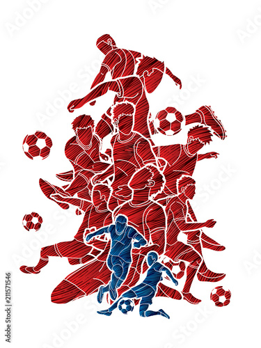Soccer player team composition illustration graphic vector.
