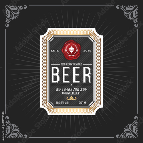 Classic vintage frame for beer labels banner
