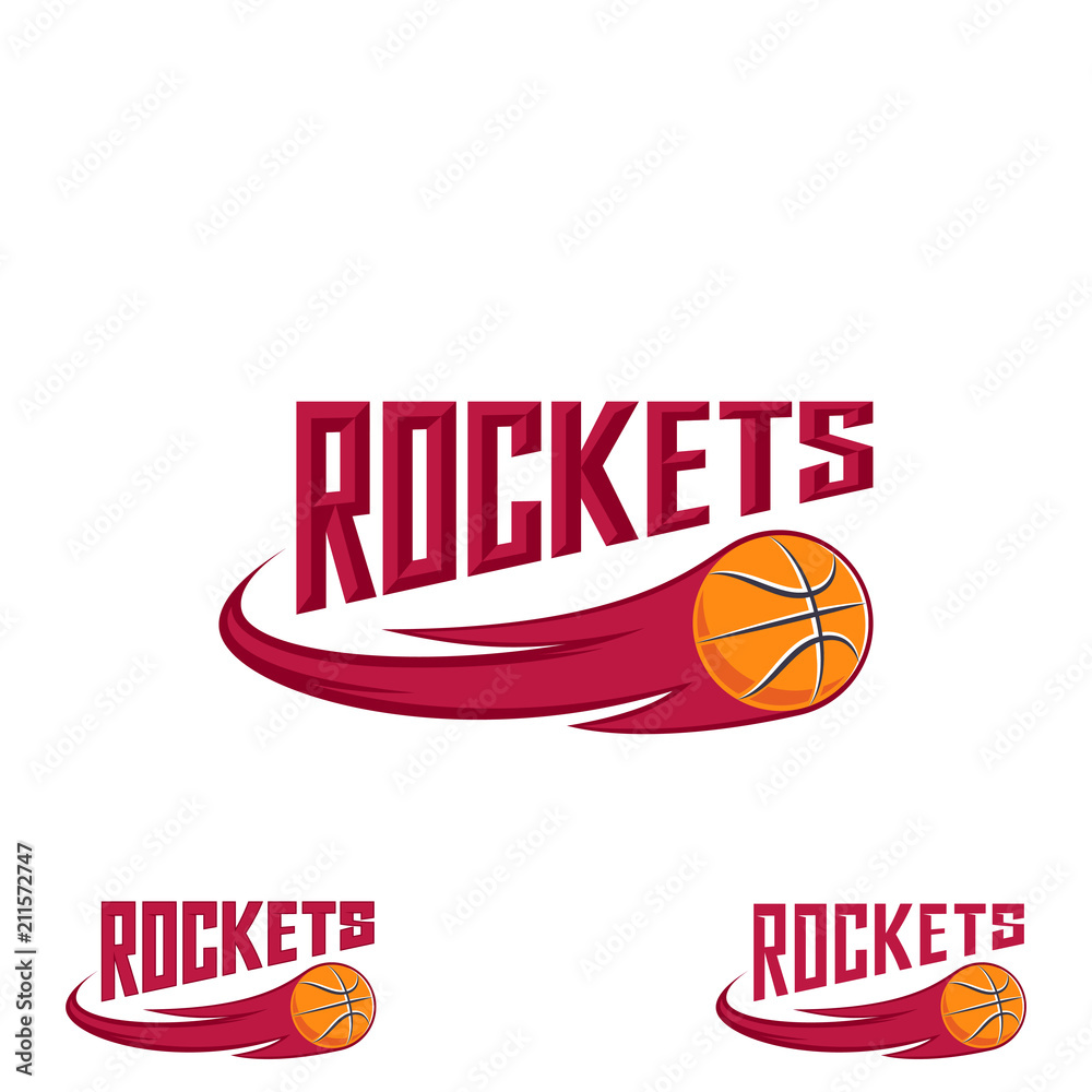 Naklejka premium Rocket basketball logo for the team and the cup