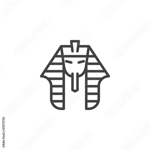 Egyptian pharaoh outline icon. linear style sign for mobile concept and web design. Tutankhamen mask simple line vector icon. Symbol, logo illustration. Pixel perfect vector graphics