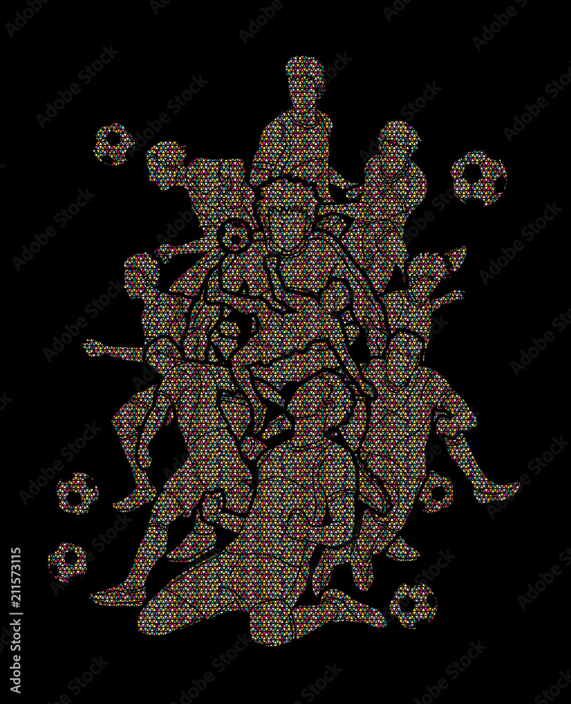 Soccer player team composition illustration graphic vector.