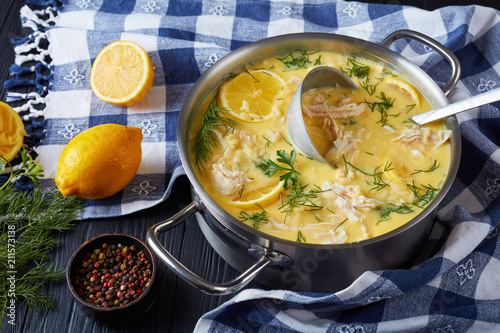 avgolemono - delicious creamy greek chicken soup photo