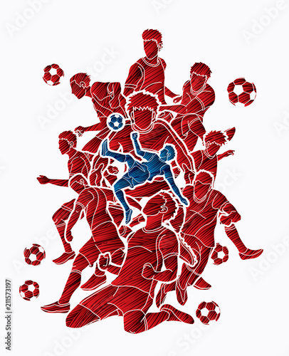 Soccer player team composition illustration graphic vector.