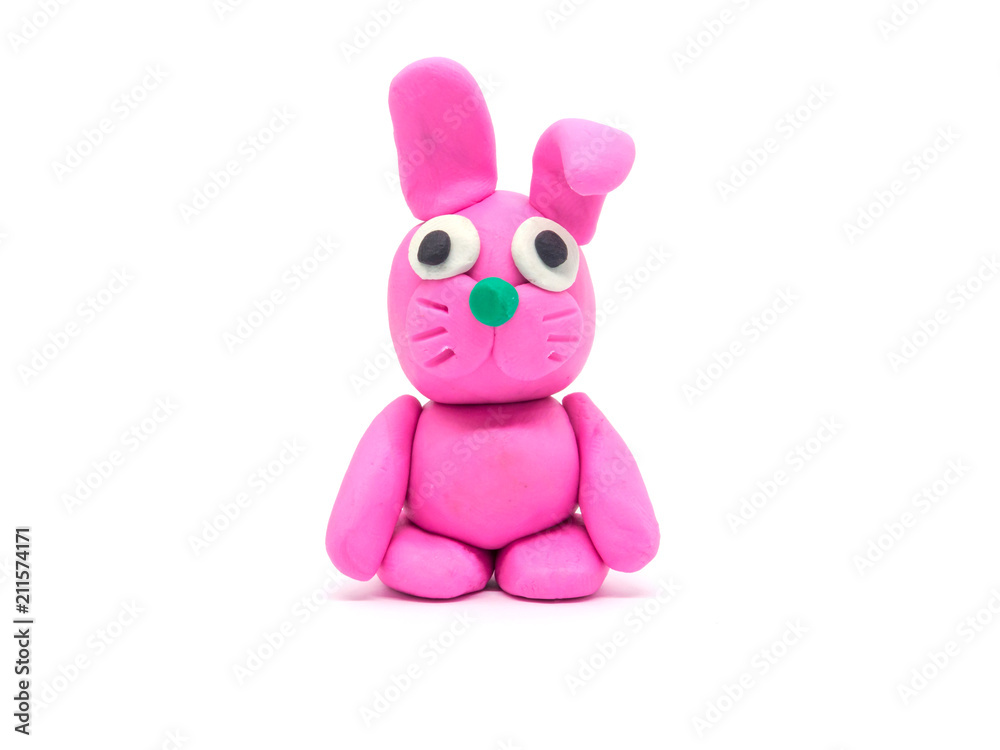 Fototapeta premium Play dough rabbit on white background