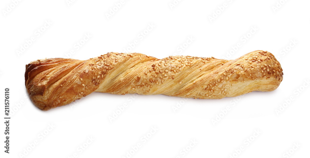 Rolls, pastry with sesame isolated on white background