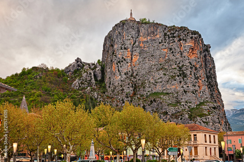 Castellane, Provence, France: the town at the foot of a high rock photo
