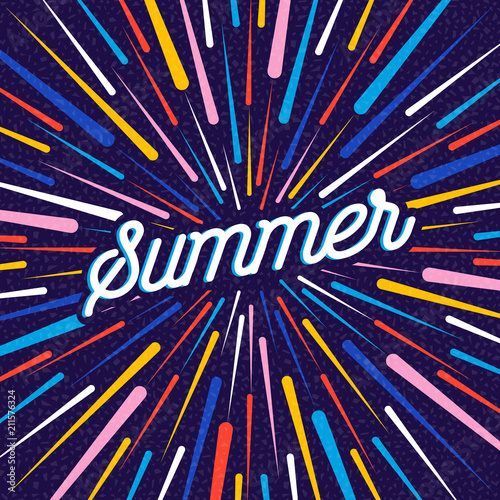 Summer season greeting card with color decoration