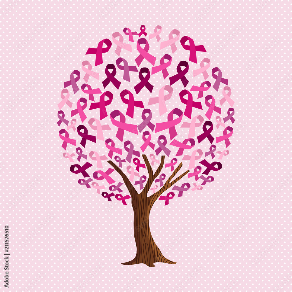 Breast cancer awareness tree of pink ribbons