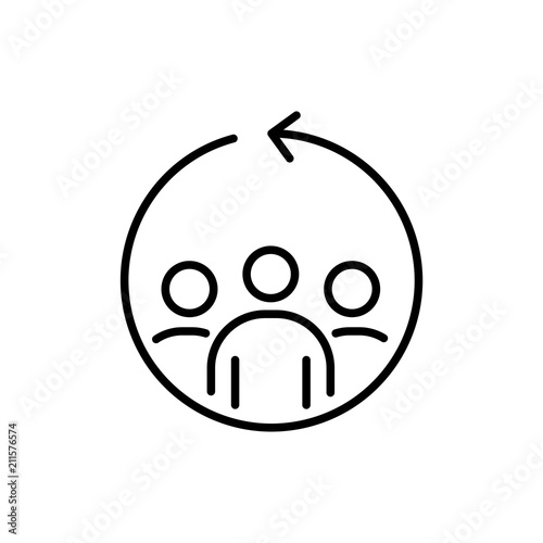 Teamwork business people icon simple line flat illustration