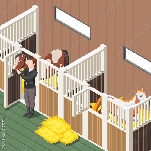 Horse Stable Isometric Background 
