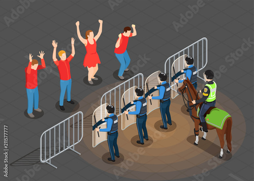 Police And People Isometric Background