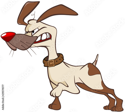 Illustration of a Cute Hunting Dog. Cartoon Character